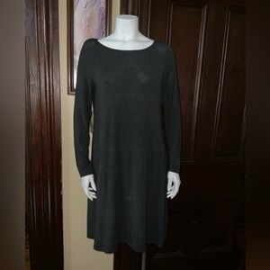 Eileen Fisher Dress T-shirt Charcoal Long Sleeve Jersey Dress SZ S/P will fit M
